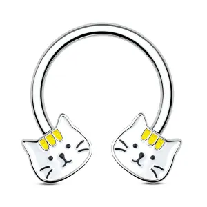 16G Cute Cat Horseshoe Septum Ring