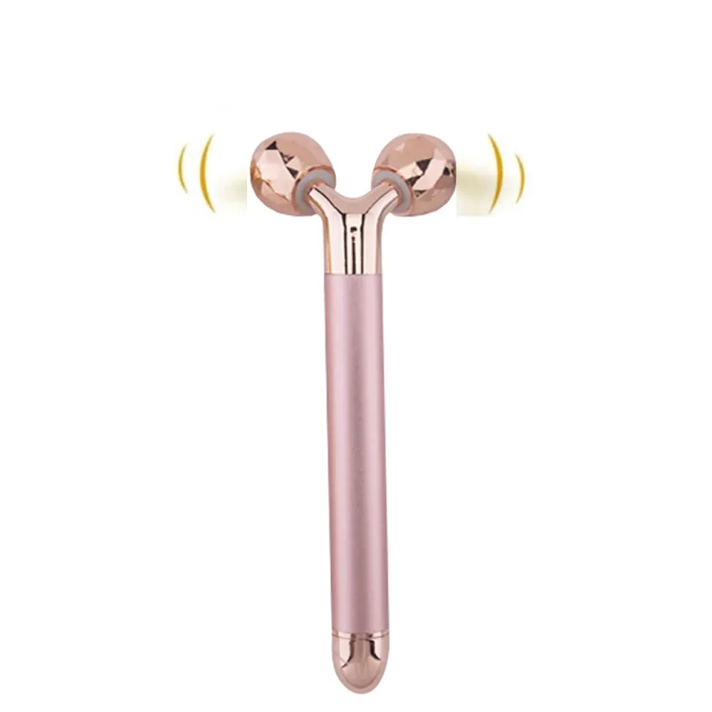 2 IN 1 Electric Face Massager 24k Golden Facial Massager – Battery Powered