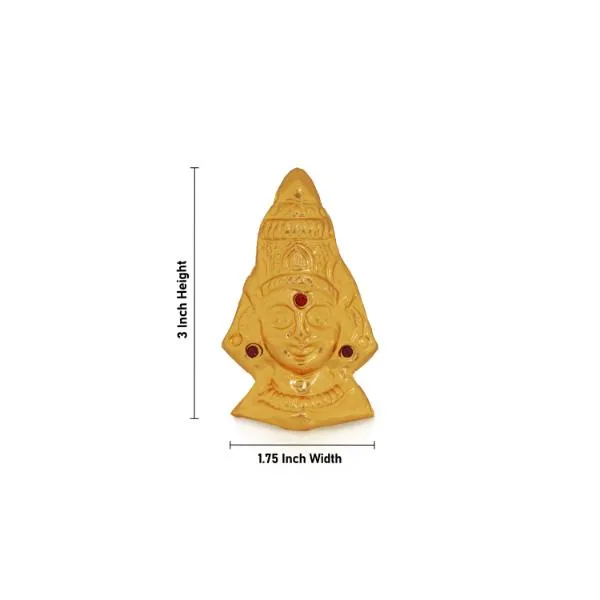 Ammavari Face - 3 Inches | Amman Face/ Gold Polish Varalakshmi Amman Face for Deity