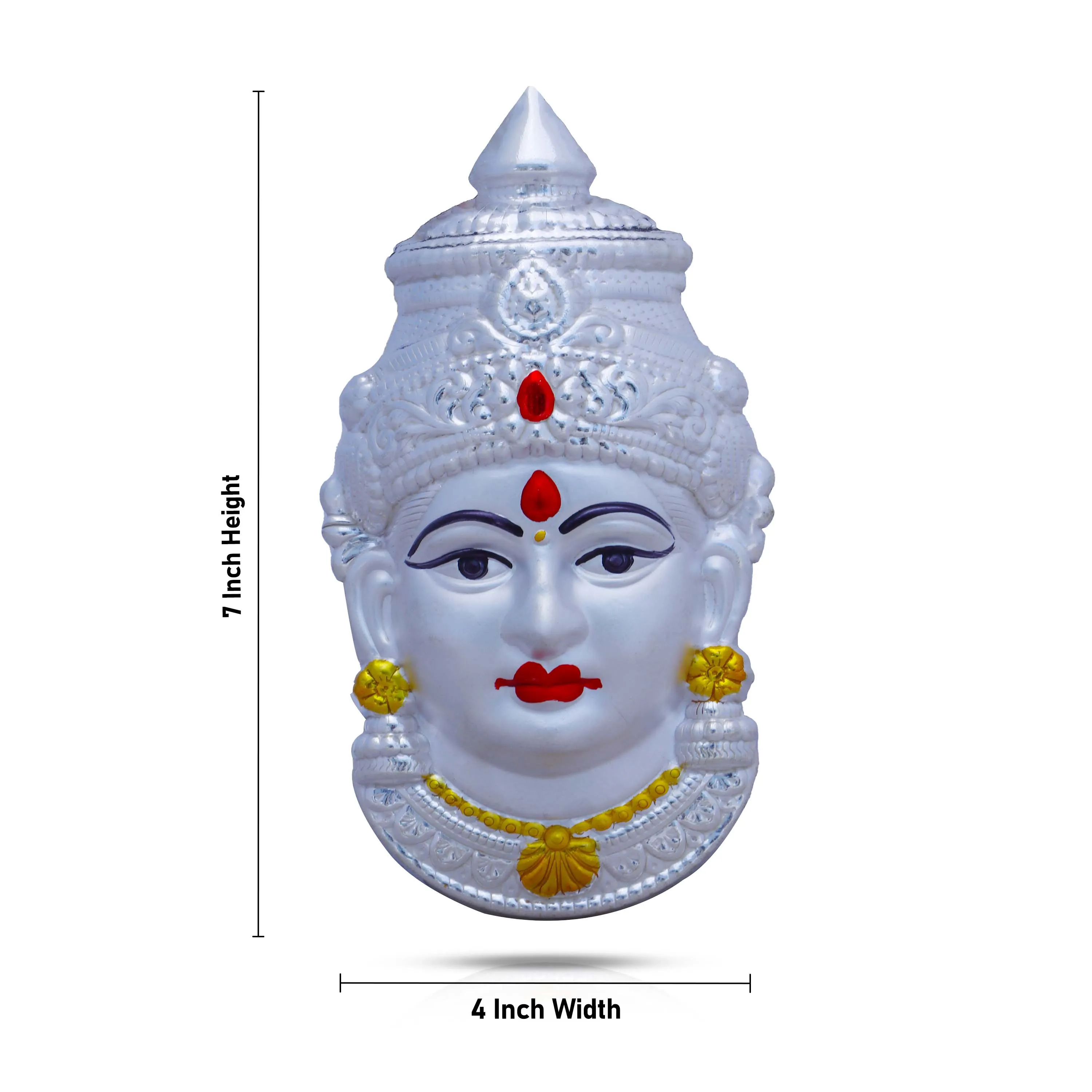 Ammavari Face - 7 Inches | Silver Idol/ Varalakshmi Amman Face for Deity/ 120 Gms Approx