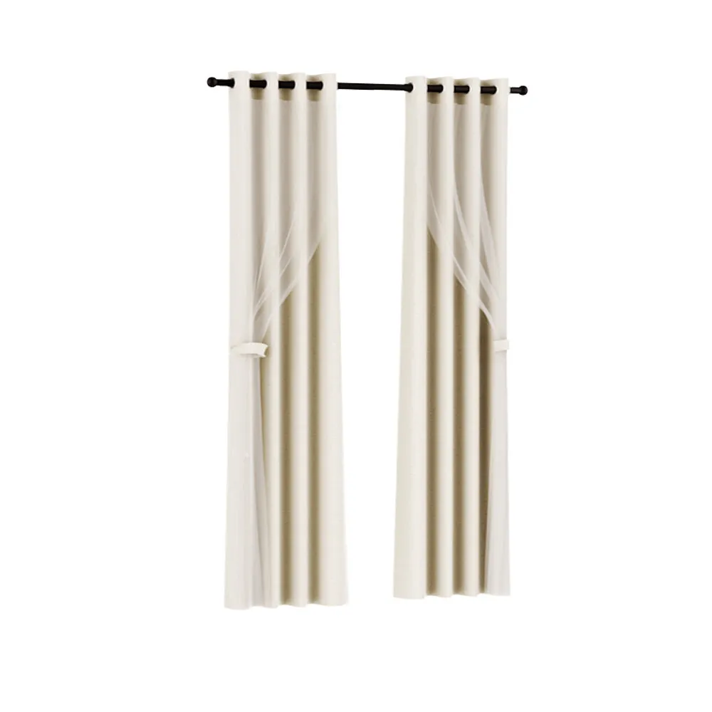 Beige 250GSM Noise-Reduction Thermal Curtains 2-Pack - Artiss