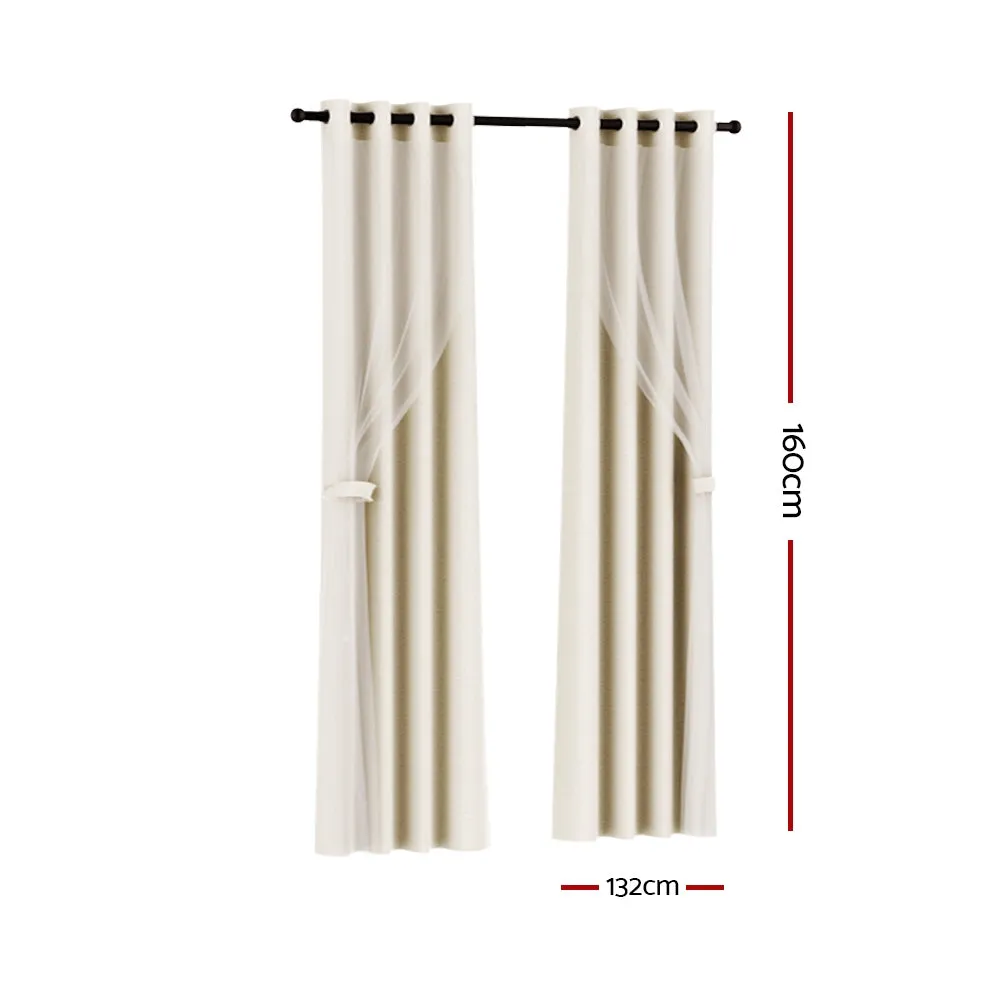 Beige 250GSM Noise-Reduction Thermal Curtains 2-Pack - Artiss