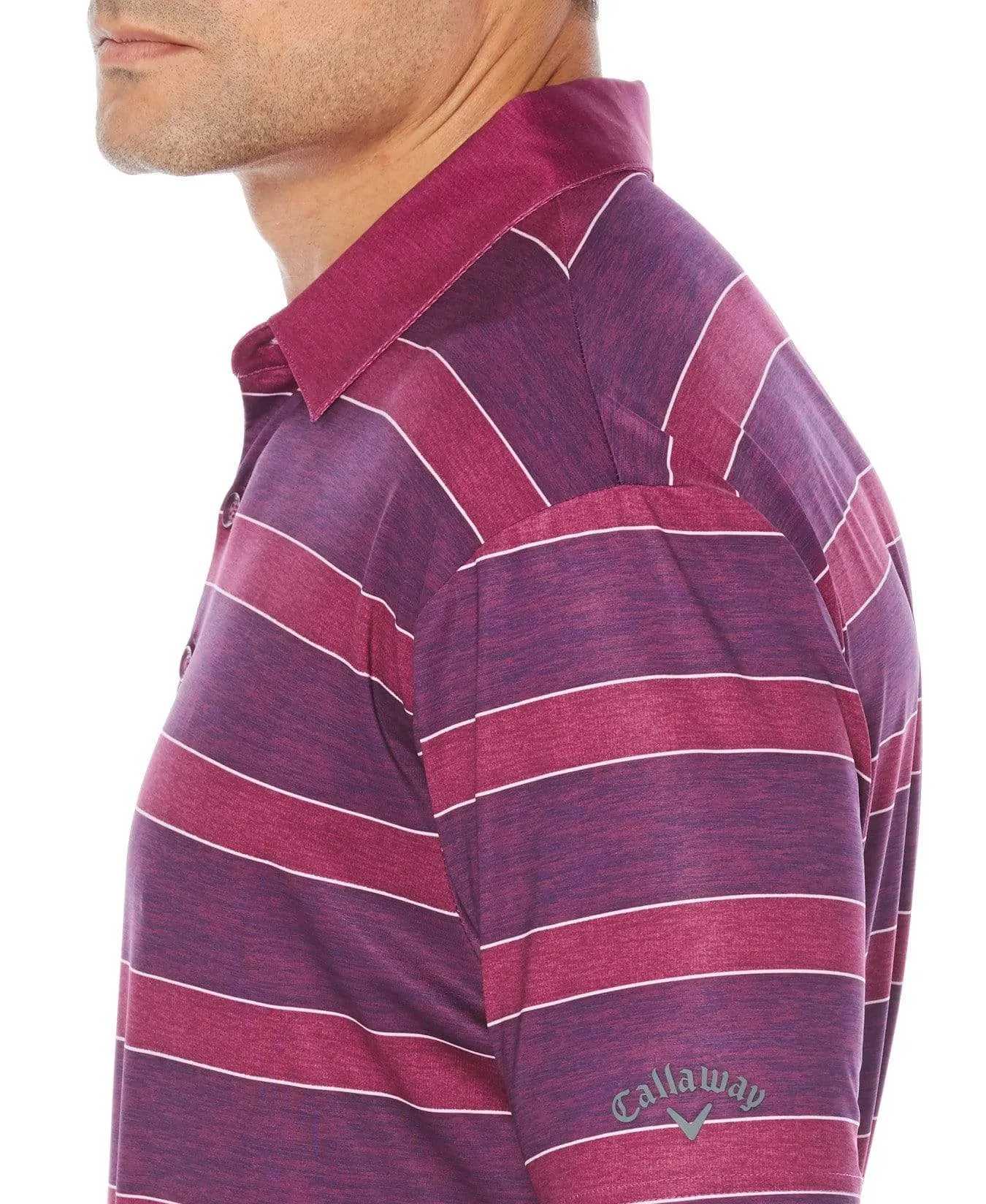 Big & Tall Opti-Dri Heathered Rugby Stripe Polo