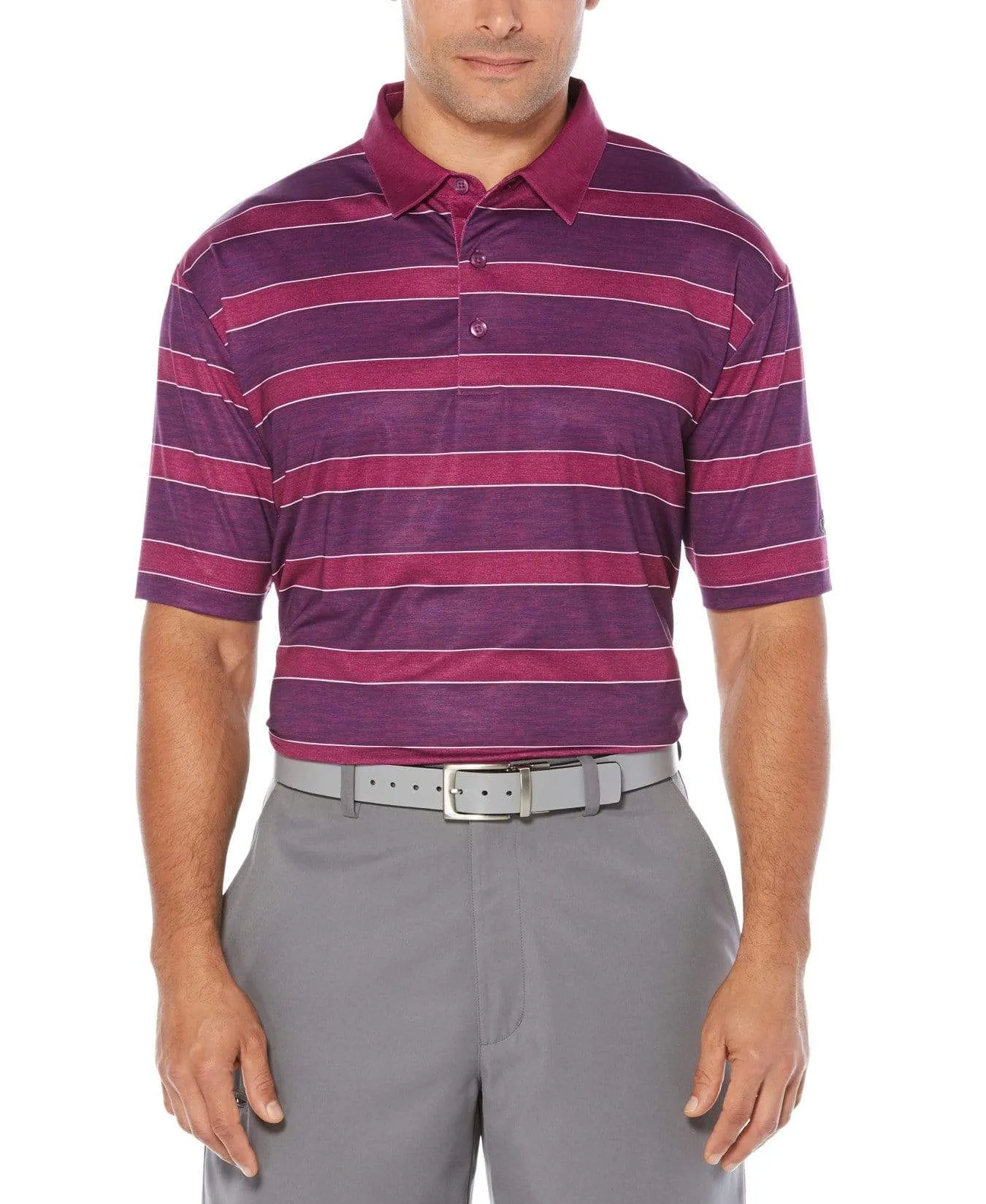 Big & Tall Opti-Dri Heathered Rugby Stripe Polo