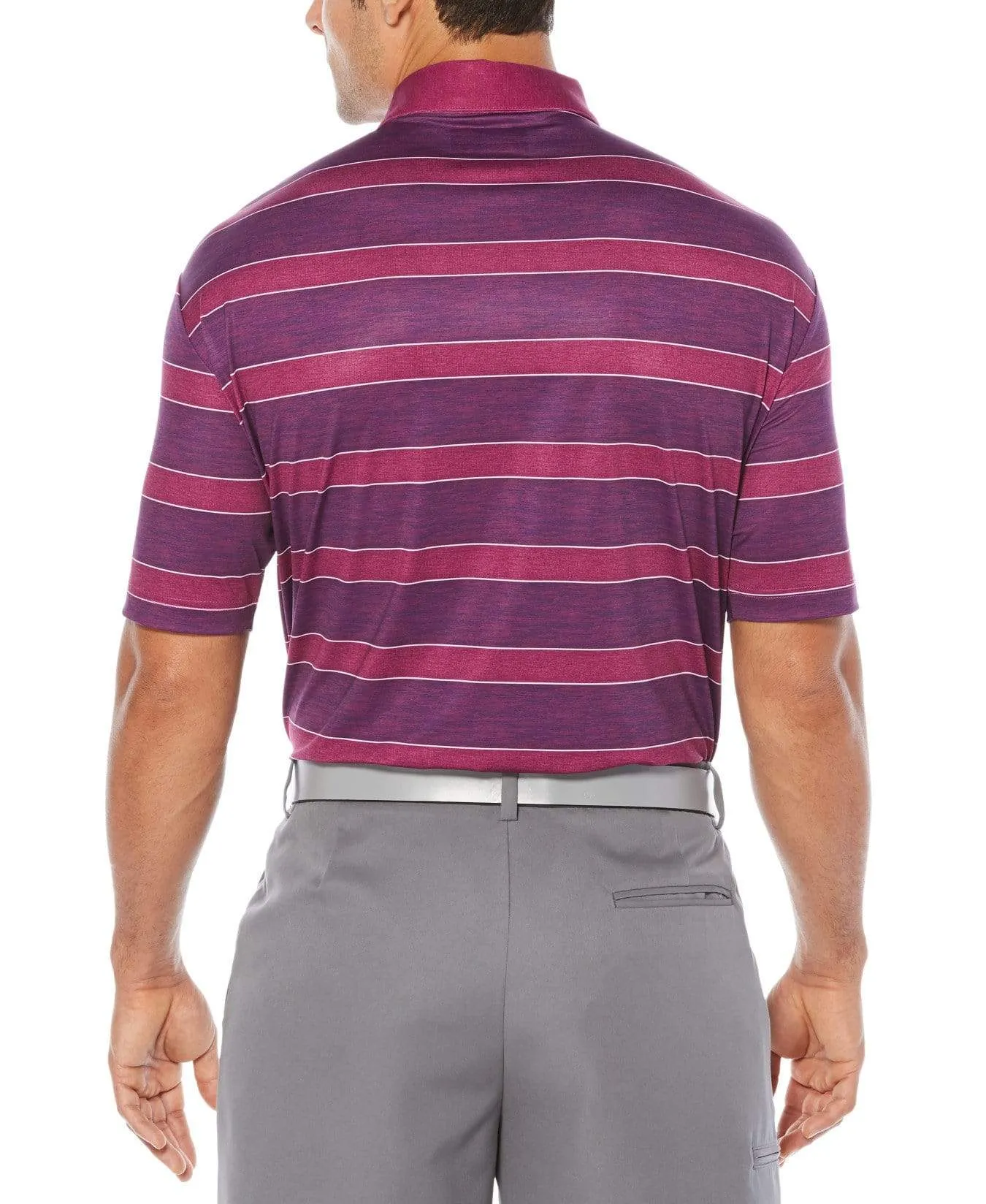 Big & Tall Opti-Dri Heathered Rugby Stripe Polo