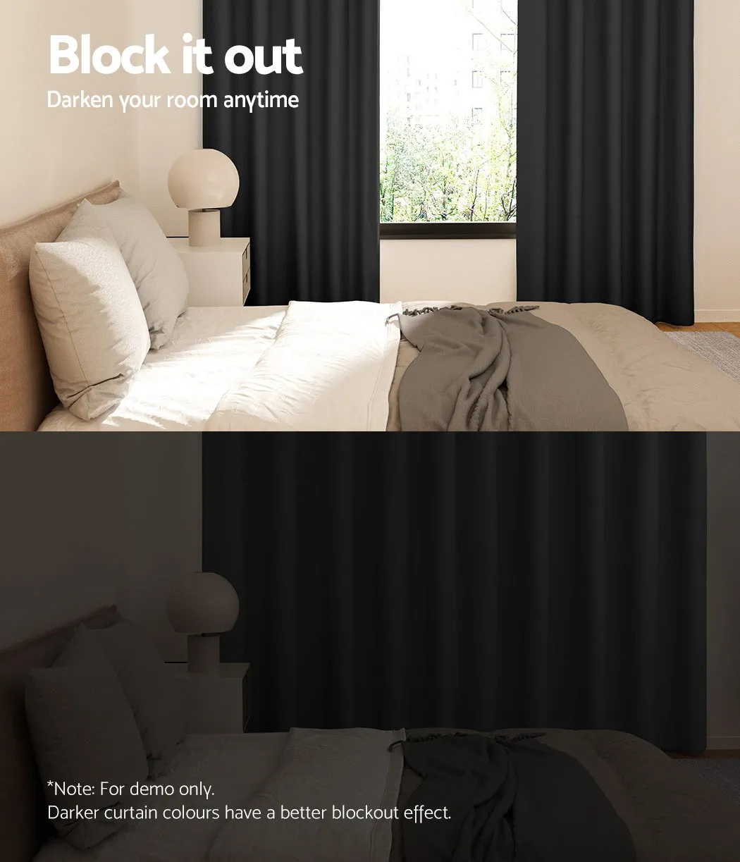 Black Thermal Blockout Curtains, Noise Reduction, 2pcs - Artiss