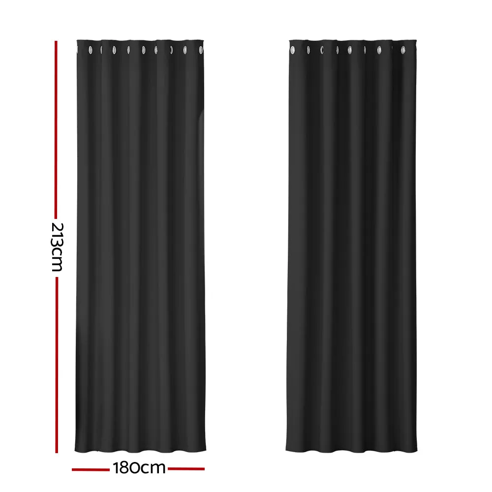 Black Thermal Blockout Curtains, Noise Reduction, 2pcs - Artiss