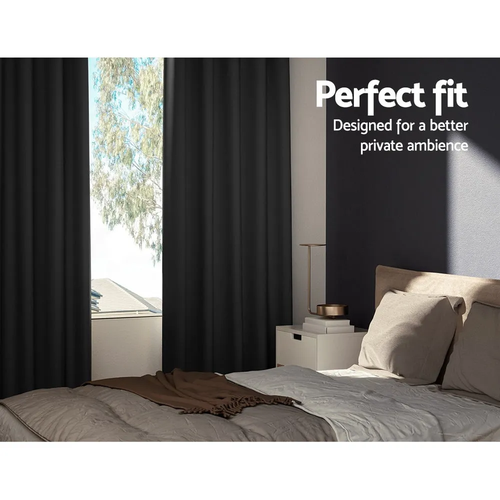 Black Thermal Blockout Curtains, Noise Reduction, 2pcs - Artiss