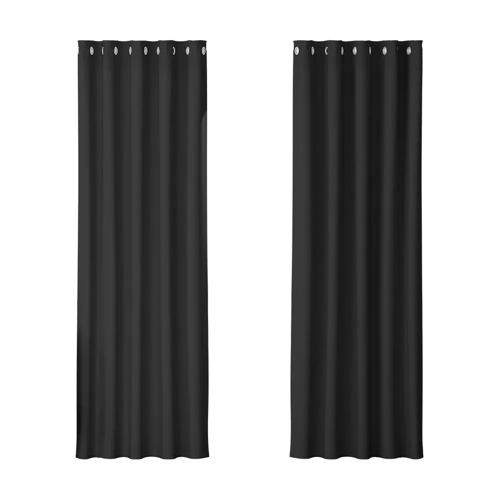 Black Thermal Blockout Curtains, Noise Reduction, 2pcs - Artiss