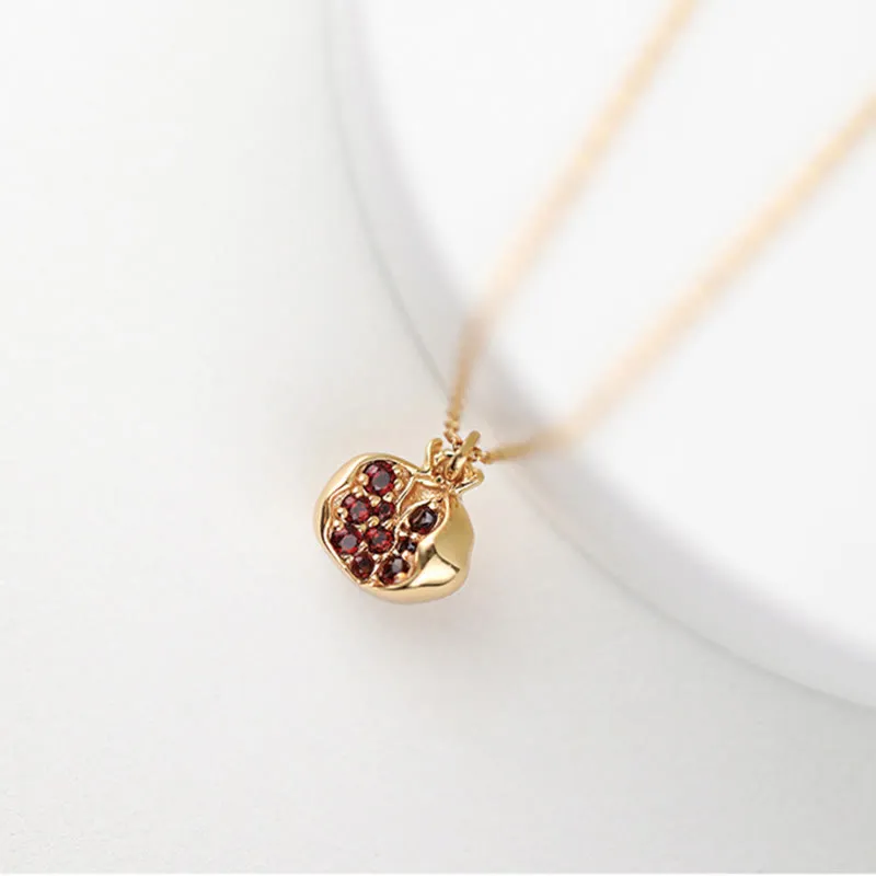 Buddha Stones 925 Sterling Silver 18k Gold Plated Pomegranate Garnet Crystal Passion Charm Necklace Pendant