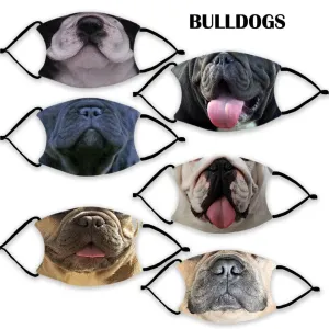 BULLDOG FACE Fashion Design Printed Reusable Face Mask collection (Includes 2 FREE filters)