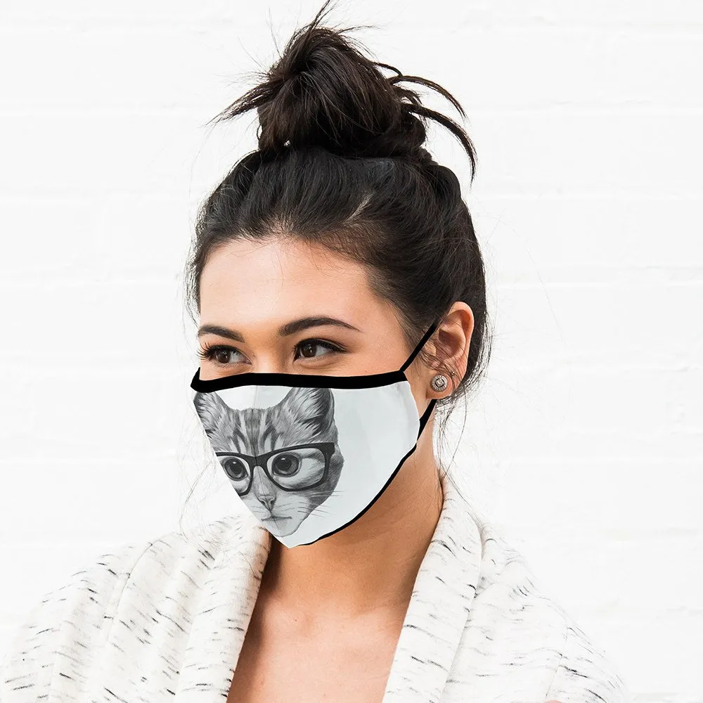 Cat with Glasses Adult Protective Cloth Face Mask