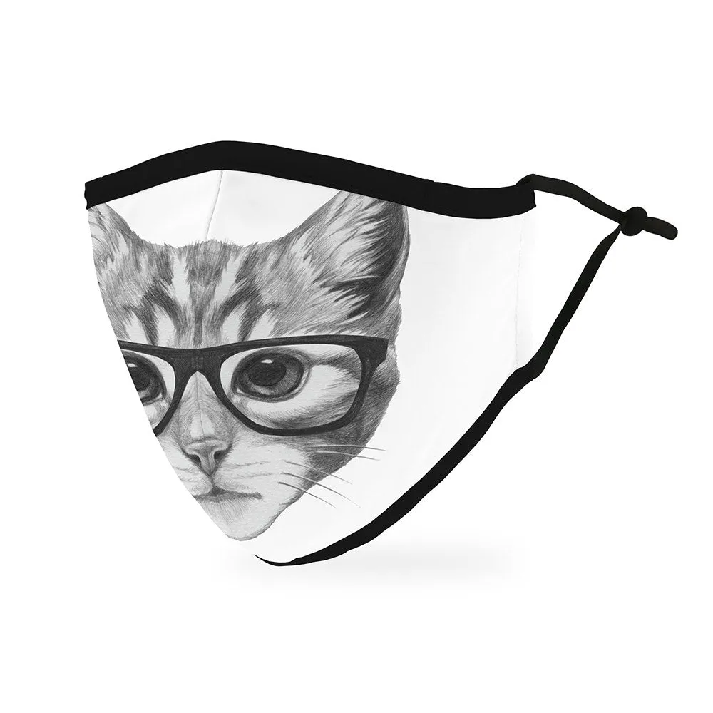 Cat with Glasses Adult Protective Cloth Face Mask