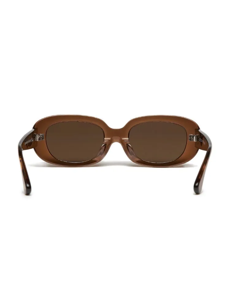 CHILLHANG Oval Island Style Sunglasses - Brown Frame