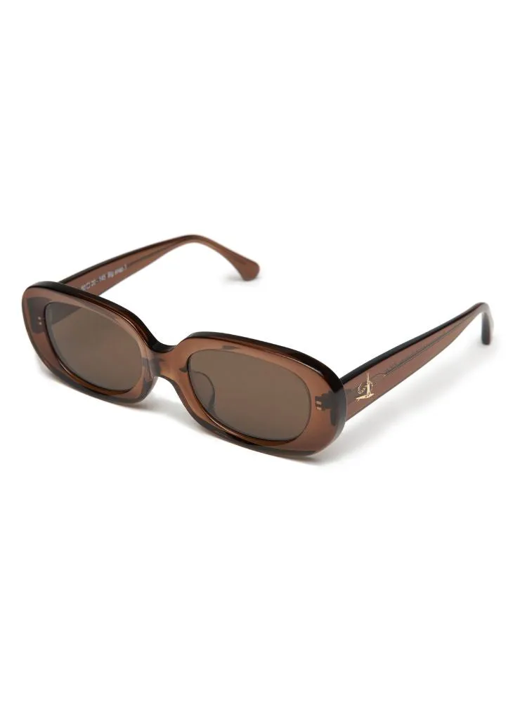 CHILLHANG Oval Island Style Sunglasses - Brown Frame