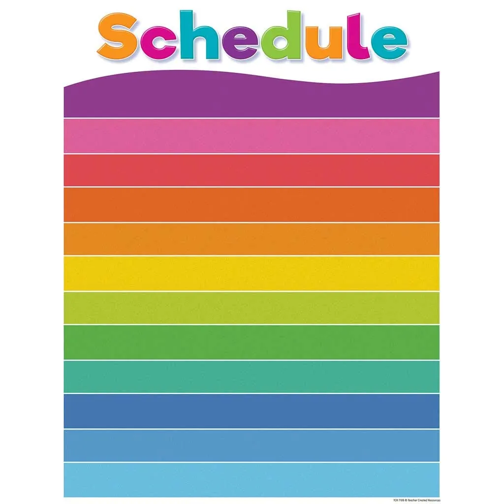 Colorful Schedule Write-On/Wipe-Off Chart