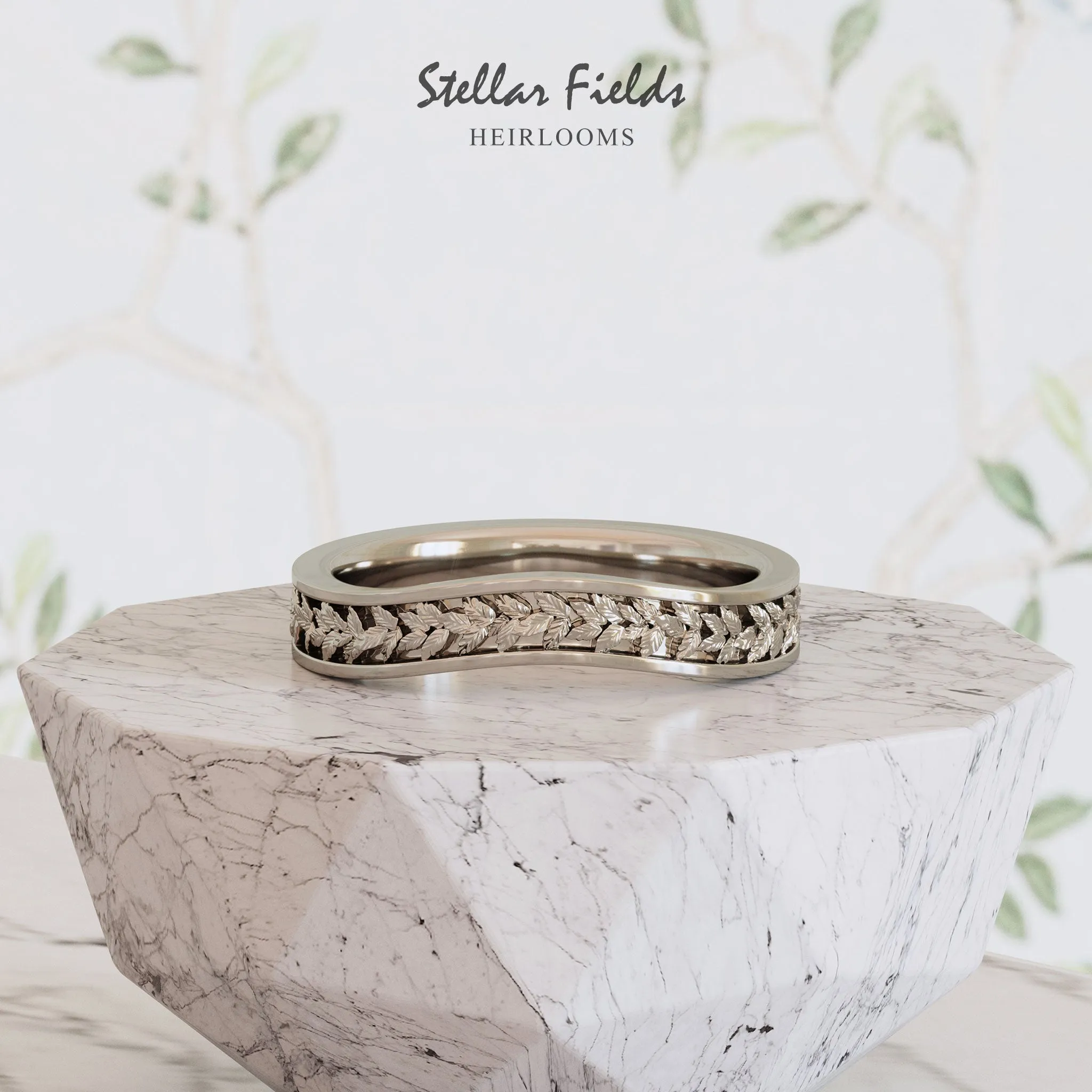 Contour Wedding Ring Organic Laurel Leaf - Audrey