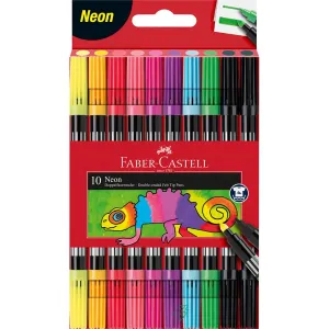 Faber-castell Double-ended felt tip pen, Neon, Cardboard wallet of 10