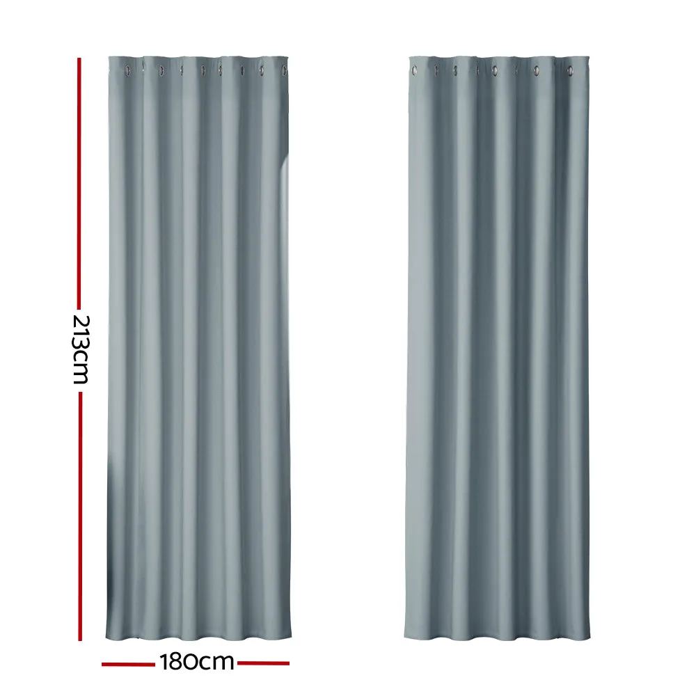 Grey 250GSM Thermal Blockout Curtains 2pcs Set Artiss