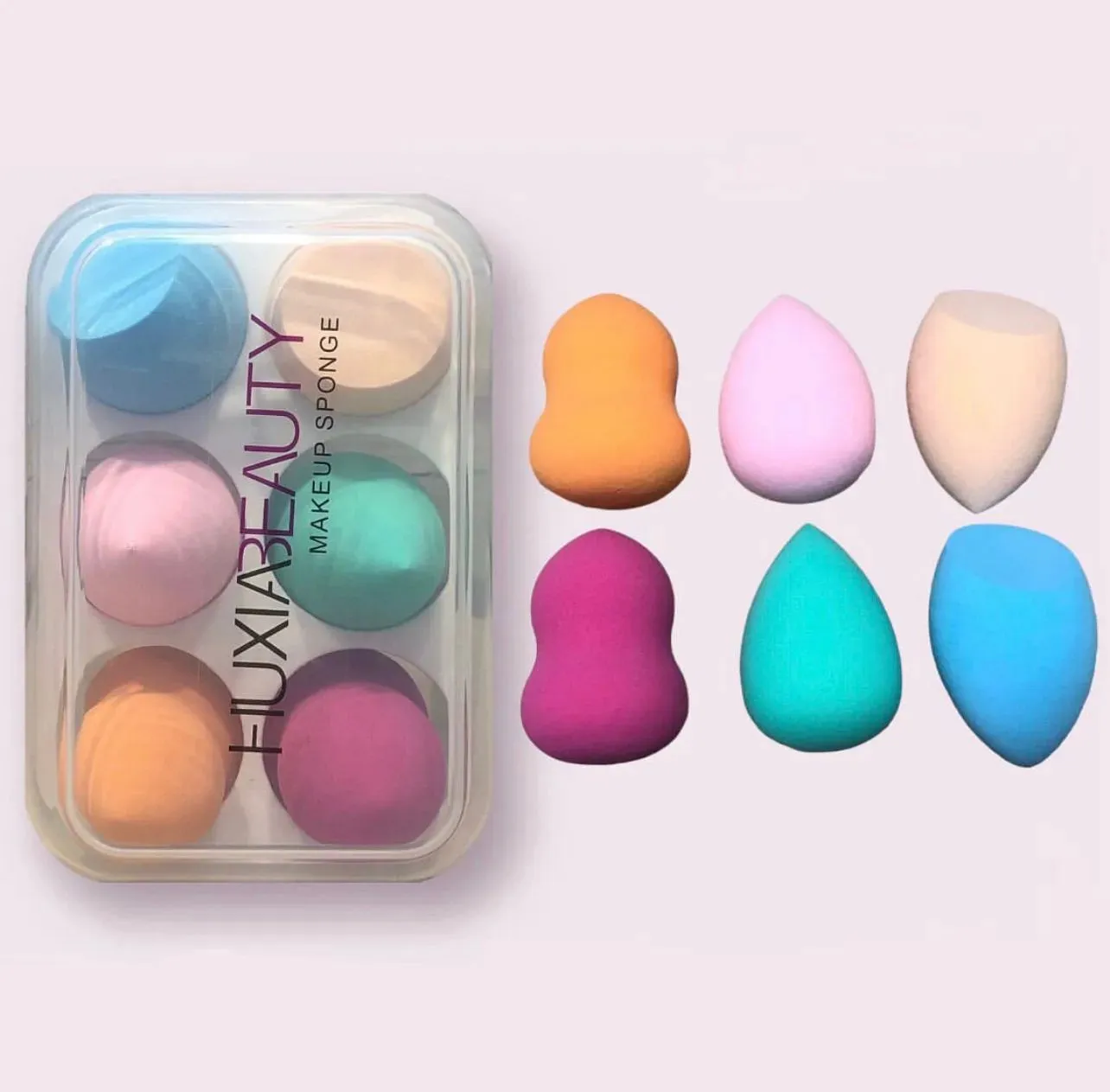 HUXIA BEAUTY 6 Pcs Box Set Multi Design, Multicolors & Multi Purpose Sponge Blenders