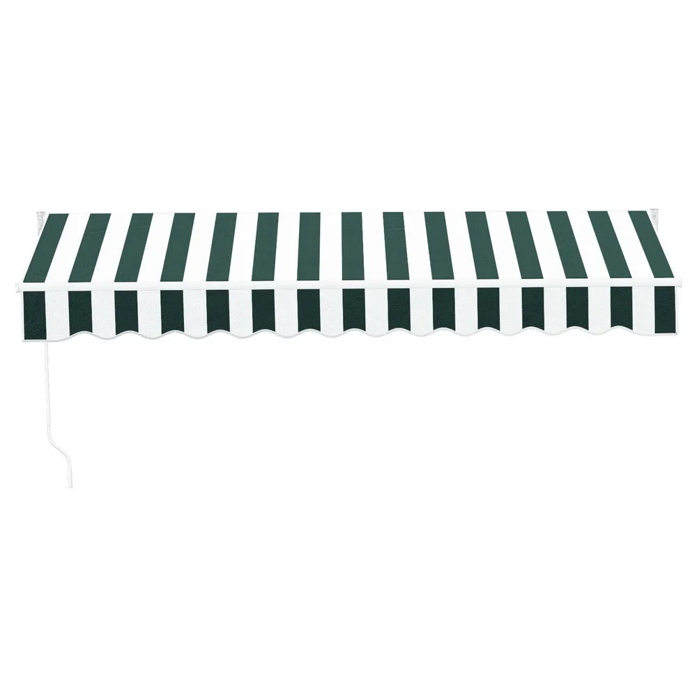 Instahut Retractable Folding Arm Awning Manual Sunshade 3Mx2.5M Green White