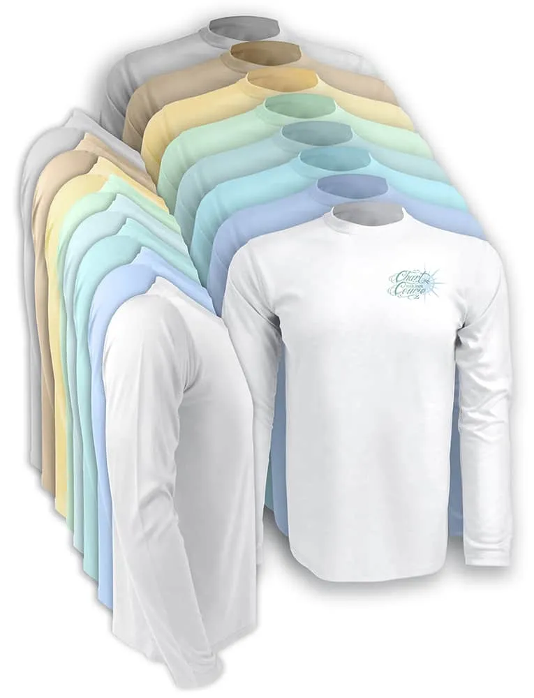 Men's Egret Sunblock Beach Shirt by Chart Your Own Course | Long Sleeve | UPF 50 Sun Protection | Performance Polyester Rash Guard |