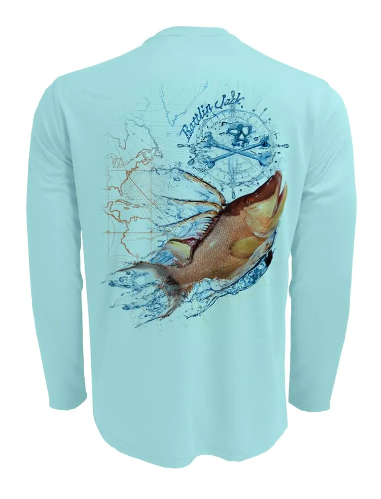 Men's Hogfish UV Spearfishing Shirt by Rattlin Jack | Long Sleeve | UPF 50 Sun Protection | Performance Polyester Rash Guard |