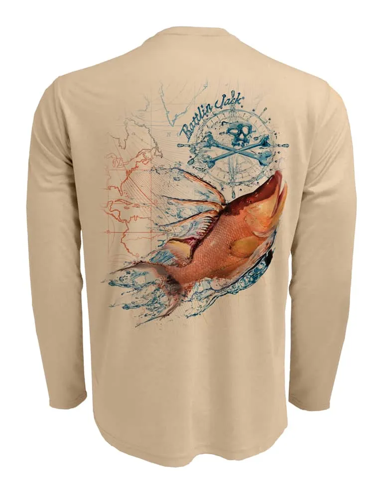 Men's Hogfish UV Spearfishing Shirt by Rattlin Jack | Long Sleeve | UPF 50 Sun Protection | Performance Polyester Rash Guard |