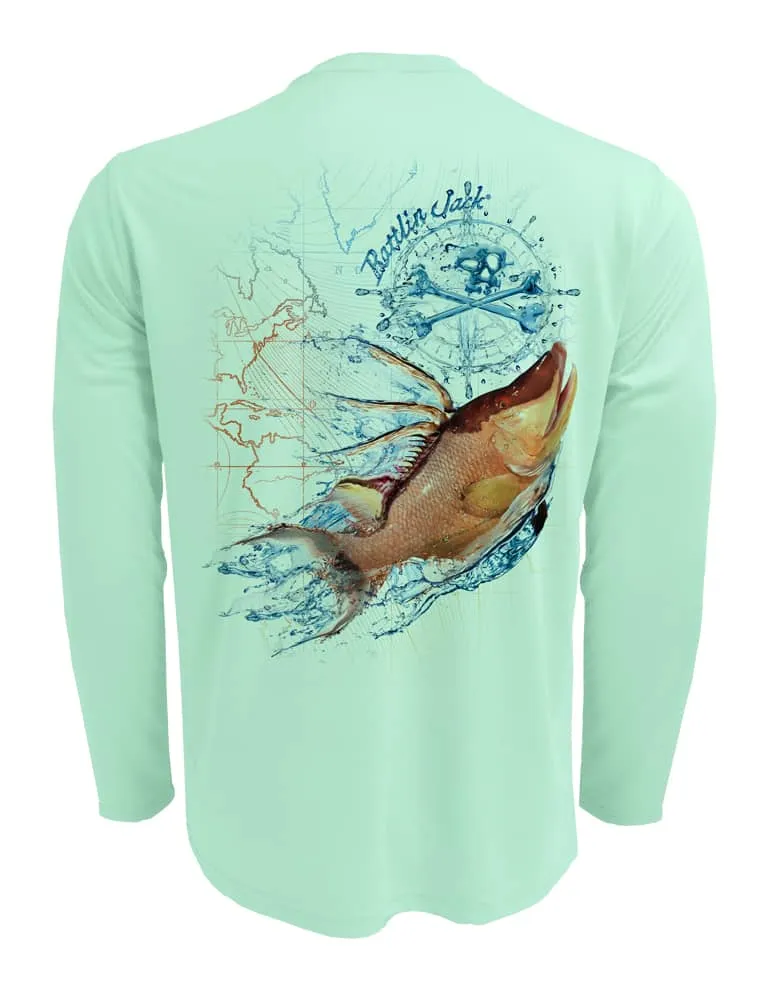 Men's Hogfish UV Spearfishing Shirt by Rattlin Jack | Long Sleeve | UPF 50 Sun Protection | Performance Polyester Rash Guard |