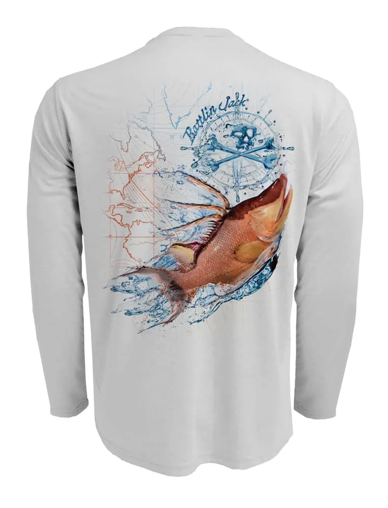 Men's Hogfish UV Spearfishing Shirt by Rattlin Jack | Long Sleeve | UPF 50 Sun Protection | Performance Polyester Rash Guard |