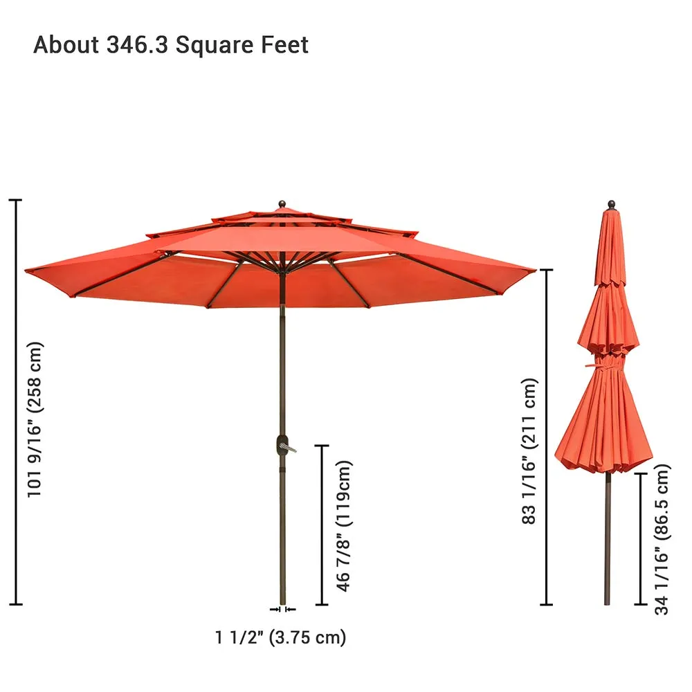 Patio Umbrella Tilt 3-Tiered 11ft 8-Rib