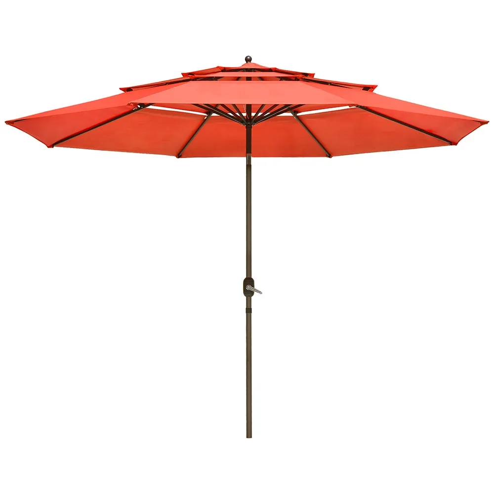 Patio Umbrella Tilt 3-Tiered 11ft 8-Rib