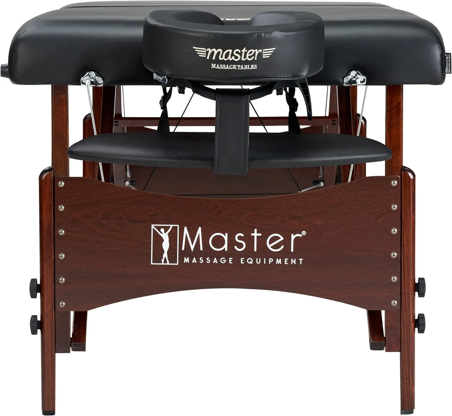 Portable Massage Table with Denser 2.5" Cushion - Walnut Stained Hardwood, Steel Support Cables, Pillows & Accessories, Black 30 Inches