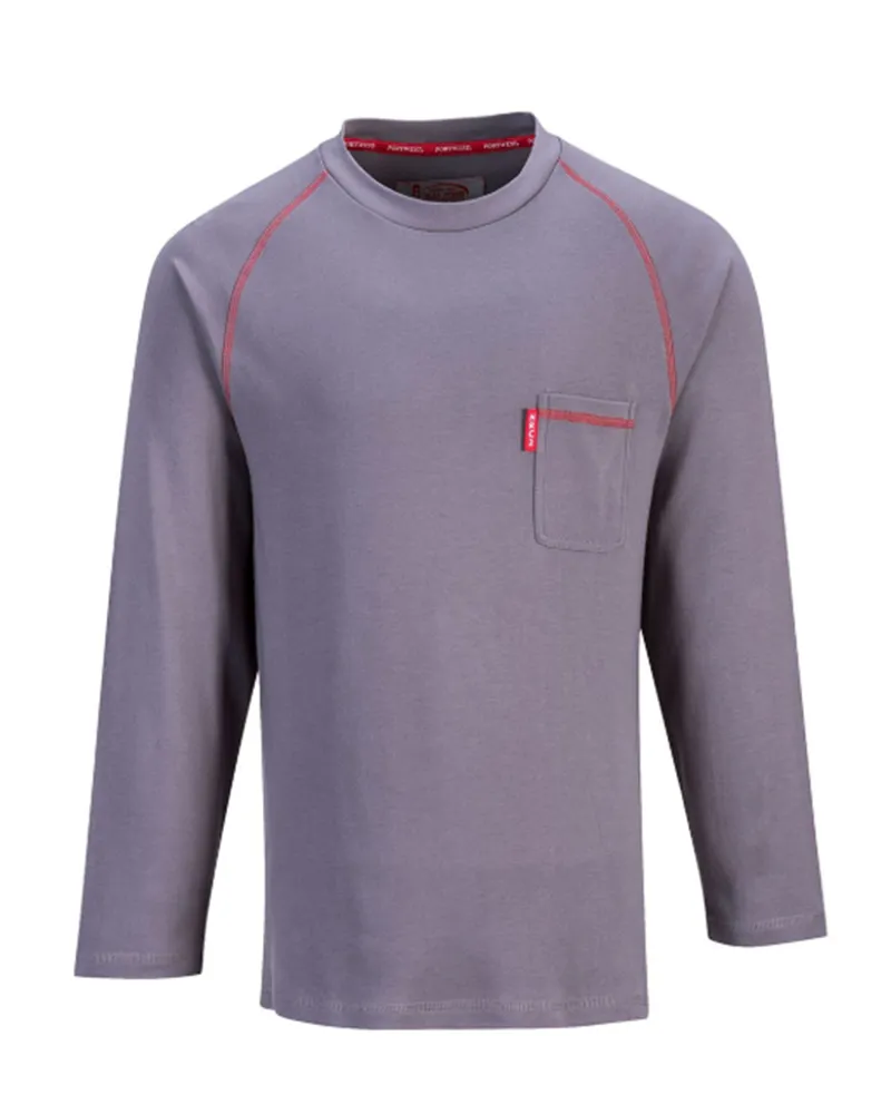 Portwest Bizflame Gray Flame Resistant Crew Neck Long Sleeve Shirt