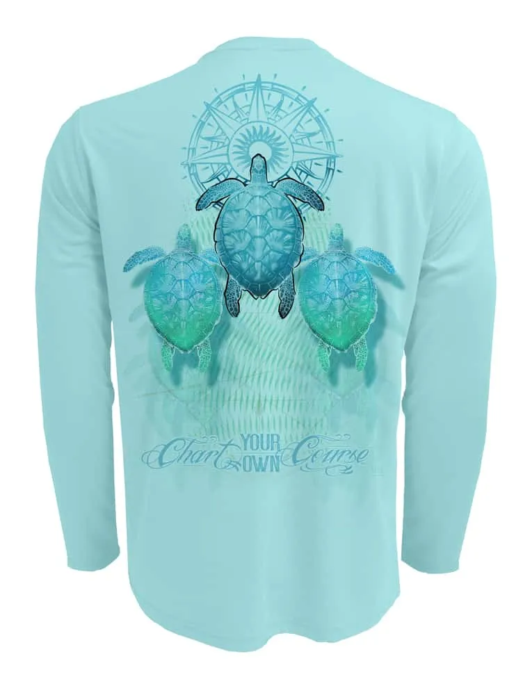 Sea Turtle Men's UV Shirt by Chart Your Own Course | Long Sleeve | UPF 50 Sun Protection | Performance Polyester Rash Guard |