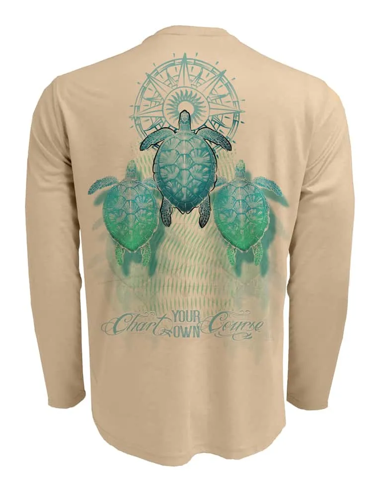 Sea Turtle Men's UV Shirt by Chart Your Own Course | Long Sleeve | UPF 50 Sun Protection | Performance Polyester Rash Guard |