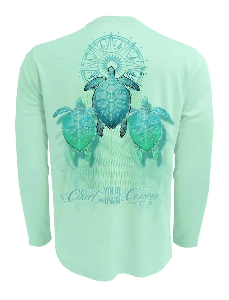 Sea Turtle Men's UV Shirt by Chart Your Own Course | Long Sleeve | UPF 50 Sun Protection | Performance Polyester Rash Guard |