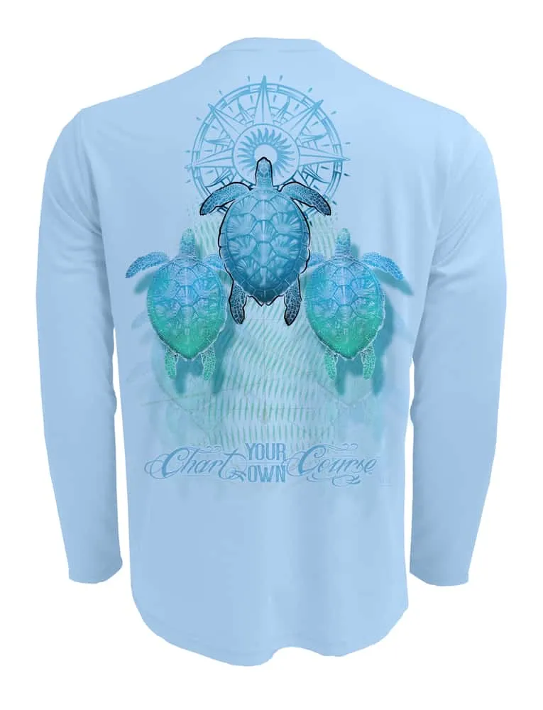 Sea Turtle Men's UV Shirt by Chart Your Own Course | Long Sleeve | UPF 50 Sun Protection | Performance Polyester Rash Guard |