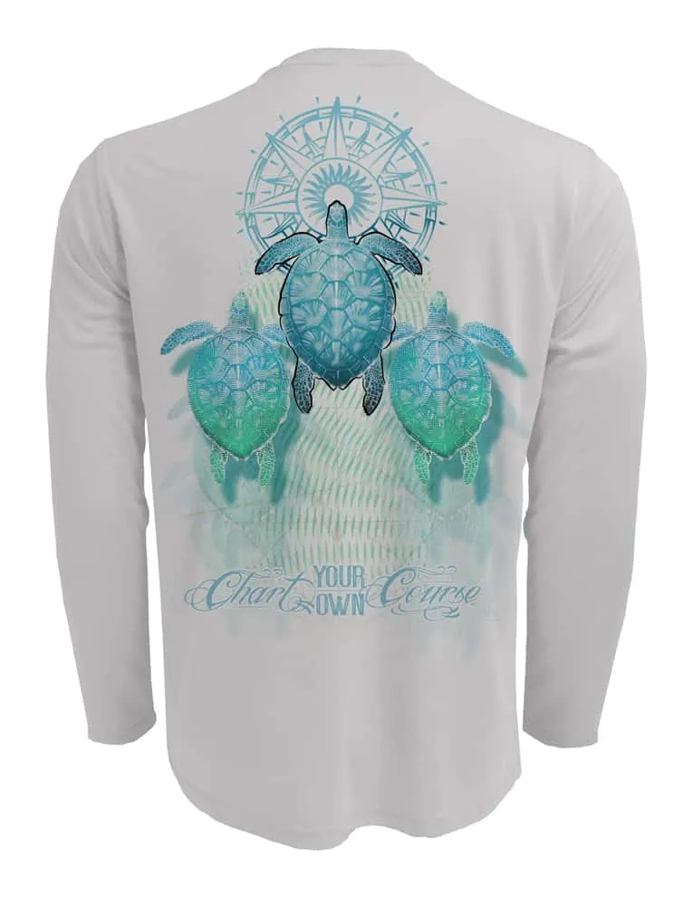 Sea Turtle Men's UV Shirt by Chart Your Own Course | Long Sleeve | UPF 50 Sun Protection | Performance Polyester Rash Guard |