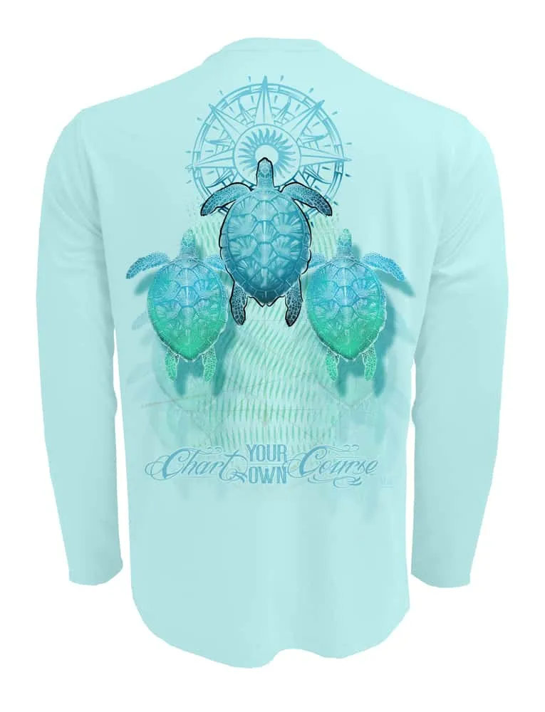 Sea Turtle Men's UV Shirt by Chart Your Own Course | Long Sleeve | UPF 50 Sun Protection | Performance Polyester Rash Guard |