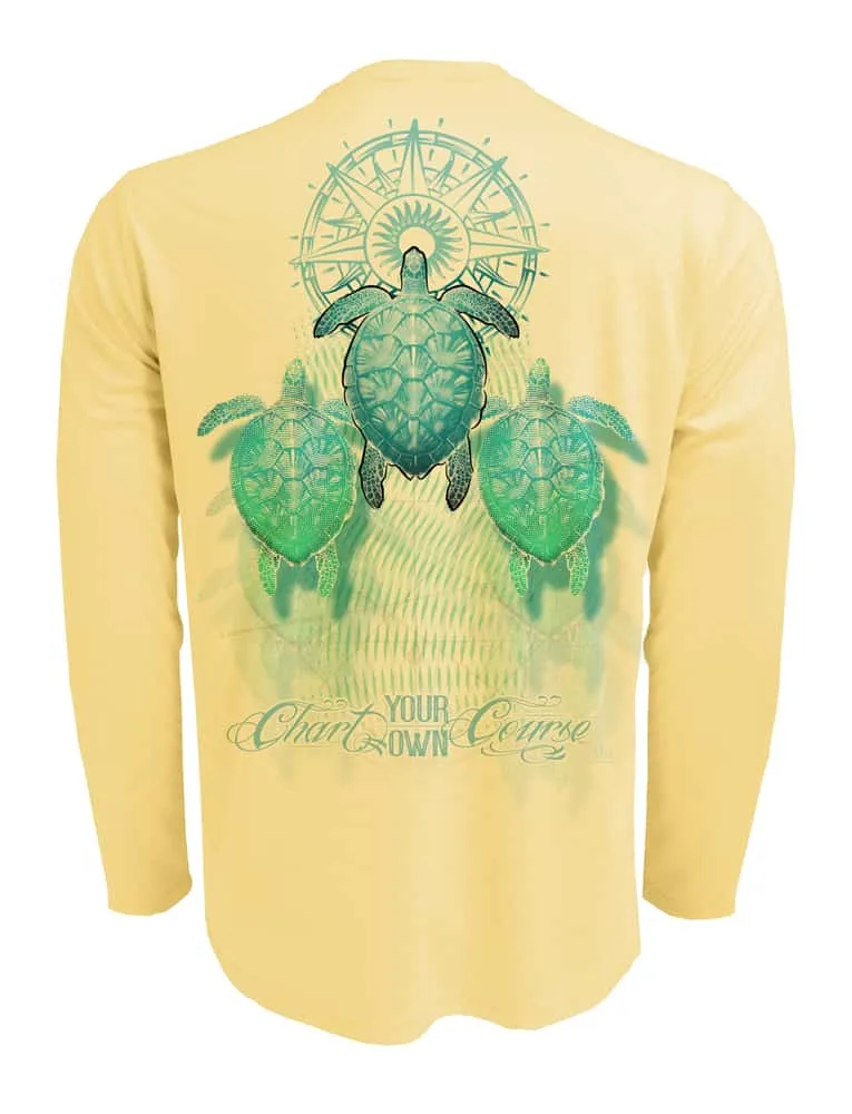 Sea Turtle Men's UV Shirt by Chart Your Own Course | Long Sleeve | UPF 50 Sun Protection | Performance Polyester Rash Guard |