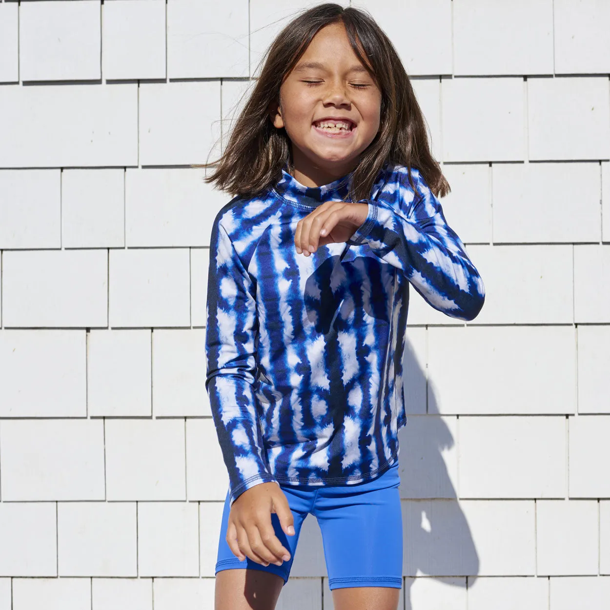 Shibori Long Sleeve Rash Guard Top UPF 50  for Kids