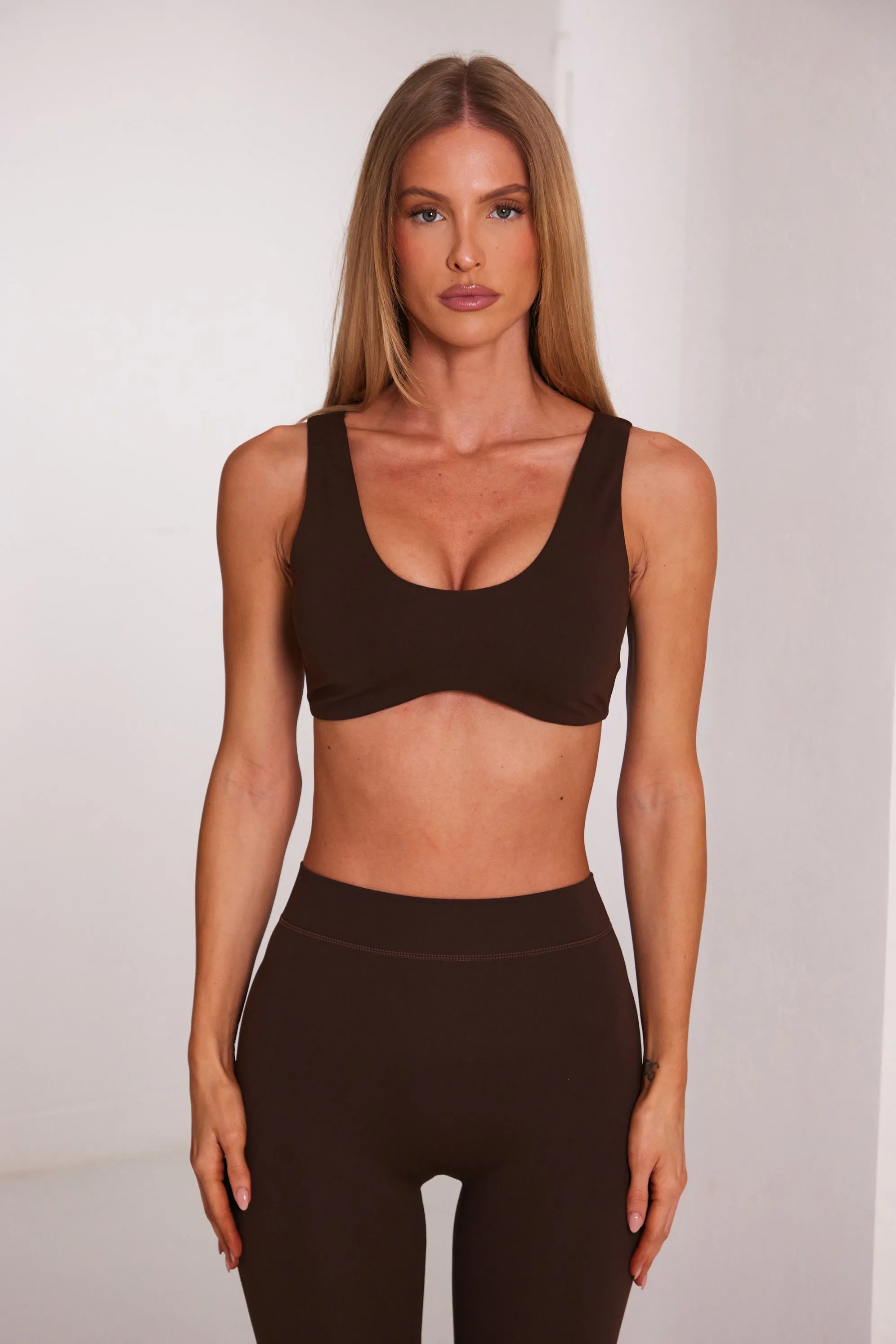 The scoop neck sculpt bralet - Brown