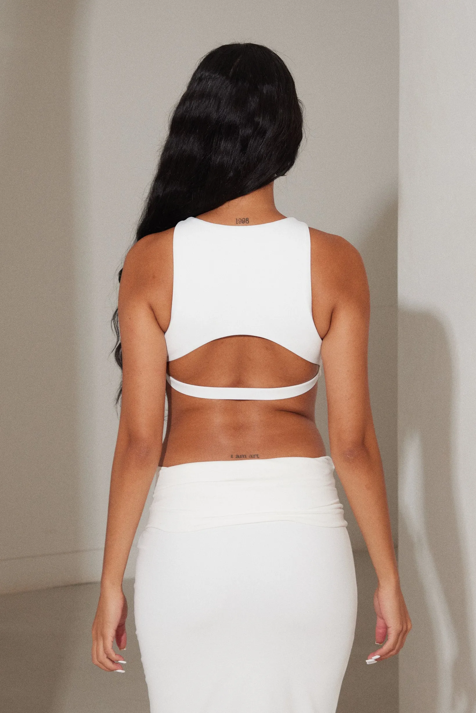 The sculpt foldover maxi skirt - White