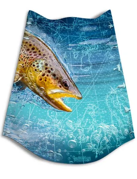 Unisex UV Fishing Neck Gaiter Brown Trout by Rattlin Jack | Comfort Fit Style  | UPF 50 Sun Protection for Neck and Face |